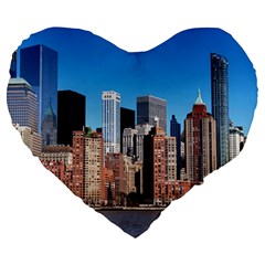 Skyscraper Architecture City Large 19  Premium Heart Shape Cushions by Simbadda