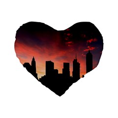 Skyline Panoramic City Architecture Standard 16  Premium Flano Heart Shape Cushions by Simbadda