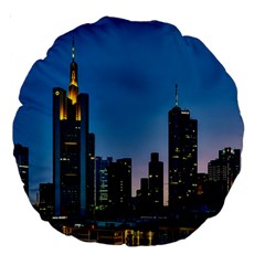 Frankfurt Germany Panorama City Large 18  Premium Round Cushions by Simbadda