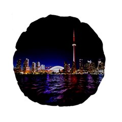 Toronto City Cn Tower Skydome Standard 15  Premium Flano Round Cushions by Simbadda