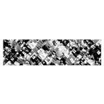 Black And White Patchwork Pattern Satin Scarf (Oblong) Front