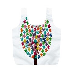 Tree Share Pieces Of The Puzzle Full Print Recycle Bags (m)  by Simbadda