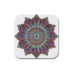 Mandala Decorative Ornamental Rubber Square Coaster (4 Pack)  by Simbadda