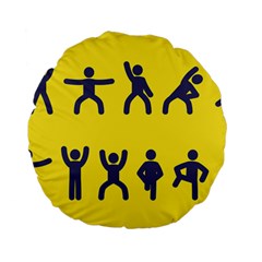 Gymnast Stick Man Man Stick Standard 15  Premium Flano Round Cushions by Simbadda