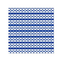 Circles Lines Blue White Pattern  Small Satin Scarf (square) by BrightVibesDesign