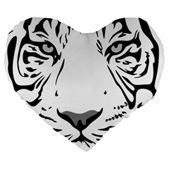 Tiger Pattern Animal Design Flat Large 19  Premium Heart Shape Cushions by Simbadda
