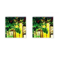 Old Tree And House With An Arch 2 Cufflinks (square) by bestdesignintheworld