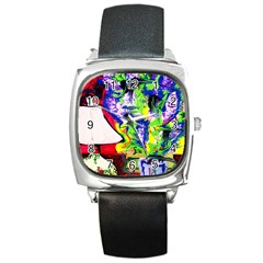 Lilac, Lamp And Curtain Window 1 Square Metal Watch by bestdesignintheworld