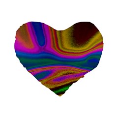 Colorful Waves Standard 16  Premium Flano Heart Shape Cushions by LoolyElzayat