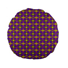 Purple Yellow Swirl Pattern Standard 15  Premium Flano Round Cushions by BrightVibesDesign