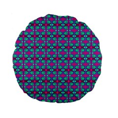 Pink Green Turquoise Swirl Pattern Standard 15  Premium Flano Round Cushions by BrightVibesDesign