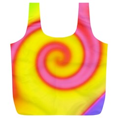 Swirl Yellow Pink Abstract Full Print Recycle Bags (l)  by BrightVibesDesign