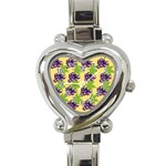 Grapes Background Sheet Leaves Heart Italian Charm Watch Front