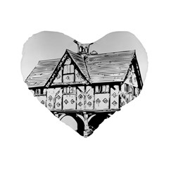 Line Art Architecture Vintage Old Standard 16  Premium Flano Heart Shape Cushions by Sapixe