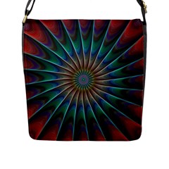 Fractal Peacock Rendering Flap Messenger Bag (l)  by Sapixe