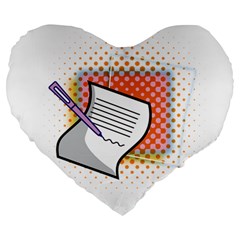 Letter Paper Note Design White Large 19  Premium Flano Heart Shape Cushions by Sapixe