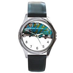 Reptile Lizard Animal Isolated Round Metal Watch by Sapixe