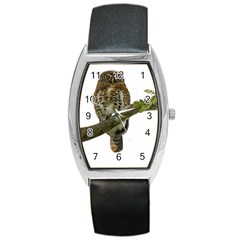 Owl Bird Barrel Style Metal Watch by Sapixe