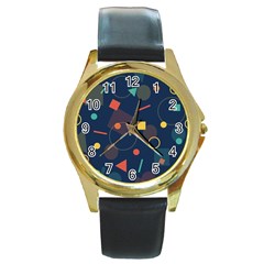 Background Backdrop Geometric Round Gold Metal Watch by Sapixe