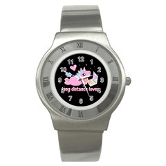Long Distance Lover - Cute Unicorn Stainless Steel Watch by Valentinaart
