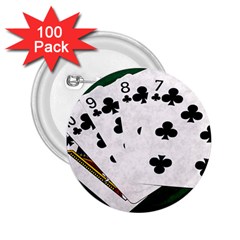 Poker Hands   Straight Flush Clubs 2 25  Buttons (100 Pack)  by FunnyCow