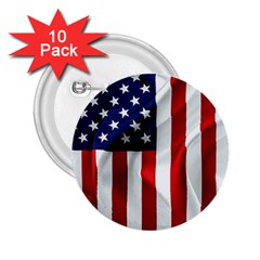 American Usa Flag Vertical 2 25  Buttons (10 Pack)  by FunnyCow