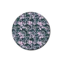 Floral Collage Pattern Rubber Coaster (round)  by dflcprints
