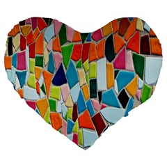 Mosaic Tiles Pattern Texture Large 19  Premium Flano Heart Shape Cushions by Nexatart