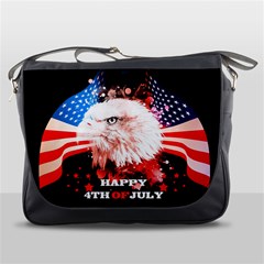 Independence Day, Eagle With Usa Flag Messenger Bags by FantasyWorld7