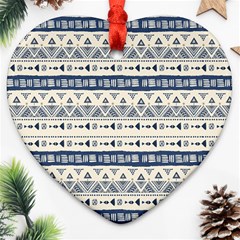 Native American Ornaments Watercolor Pattern Blue Ornament (heart) by EDDArt
