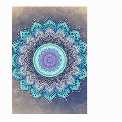 Folk Art Lotus Mandala Blue Turquoise Large Garden Flag (two Sides) by EDDArt