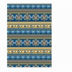 Vintage Border Wallpaper Pattern Blue Gold Large Garden Flag (two Sides) by EDDArt