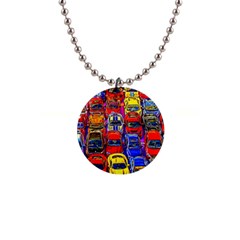 Colorful Toy Racing Cars Button Necklaces by FunnyCow
