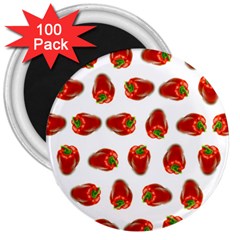 Red Peppers Pattern 3  Magnets (100 Pack) by SuperPatterns