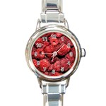 Red Raspberries Round Italian Charm Watch Front