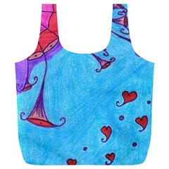 Hearts And Blue Full Print Recycle Bags (l)  by snowwhitegirl