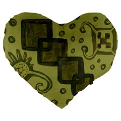 Four Squares Large 19  Premium Flano Heart Shape Cushions by snowwhitegirl