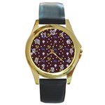 Cakes And Sundaes Chocolate Round Gold Metal Watch Front
