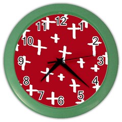 Red White Cross Color Wall Clock by snowwhitegirl