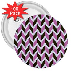 Zigzag Chevron Pattern Pink Brown 3  Buttons (100 Pack)  by snowwhitegirl
