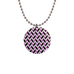 Zigzag Chevron Pattern Pink Brown Button Necklaces Front