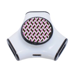 Zigzag Chevron Pattern Pink Brown 3-port Usb Hub by snowwhitegirl