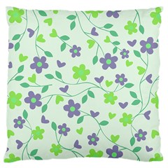 Green Vintage Flowers Large Flano Cushion Case (one Side) by snowwhitegirl