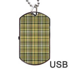 Yellow Plaid Dog Tag Usb Flash (two Sides) by snowwhitegirl