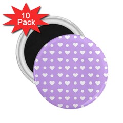Hearts Dots Purple 2 25  Magnets (10 Pack)  by snowwhitegirl