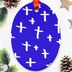 Blue White Cross Oval Ornament (Two Sides) Front
