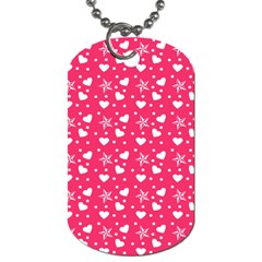 Hearts And Star Dot Pink Dog Tag (one Side) by snowwhitegirl