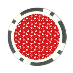 Hearts And Star Dot Red Poker Chip Card Guard by snowwhitegirl