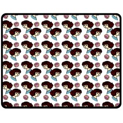 Redhead Girl Pattern Double Sided Fleece Blanket (medium)  by snowwhitegirl