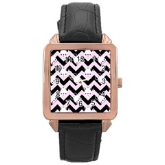 Pink Teapot Chevron Rose Gold Leather Watch  by snowwhitegirl
